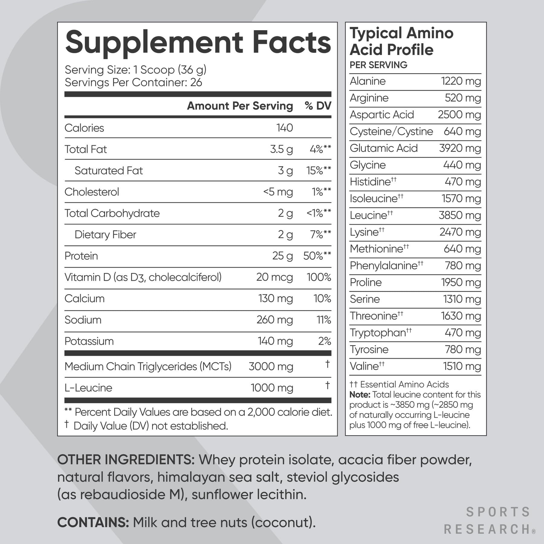 Sports Research porción junto a frutas y avena, versátil en recetas
