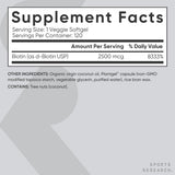 Sports Research rótulo nutricional legible con información de biotina