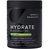 Sports Research tarro frontal Lemon Lime mostrando etiqueta y beneficios