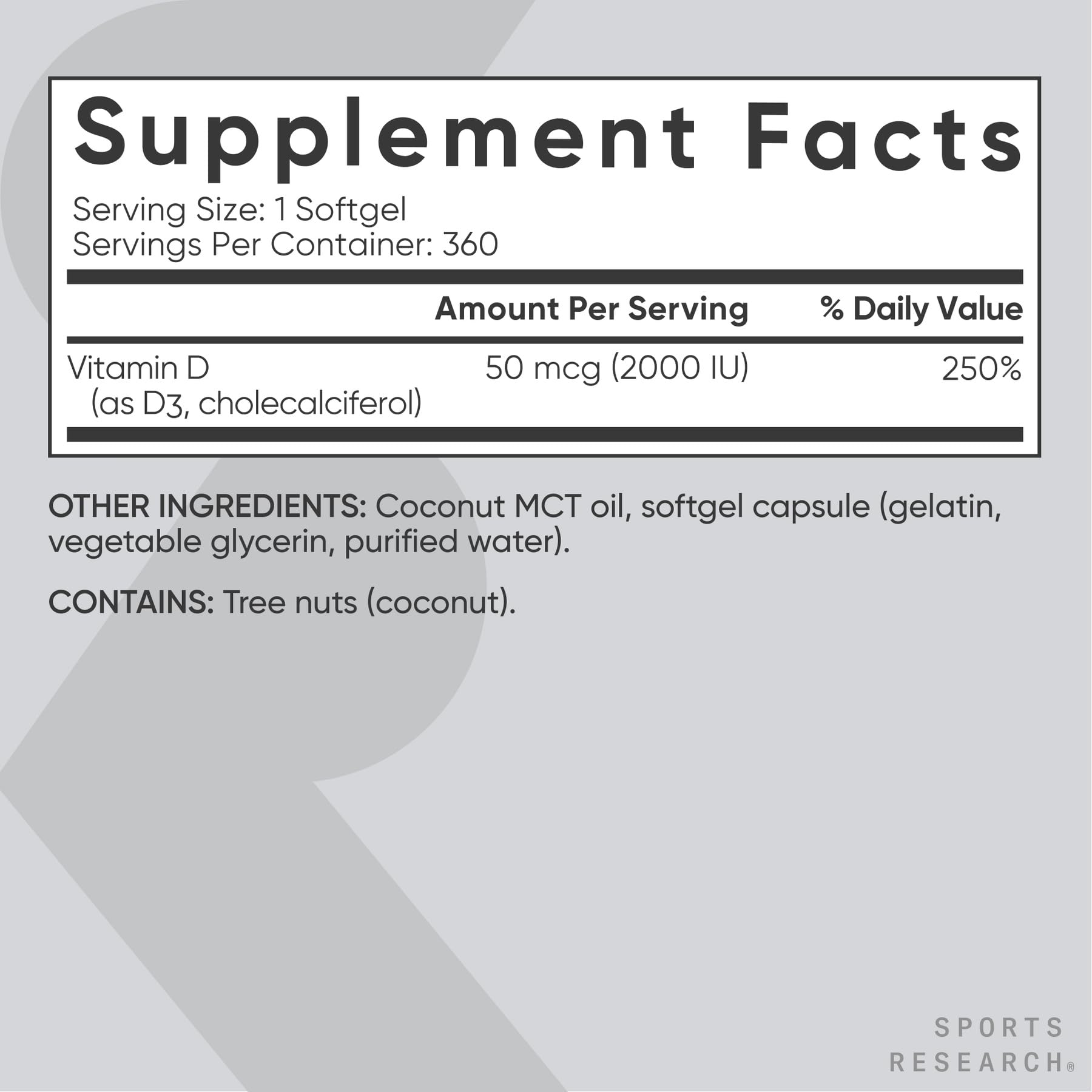 Sports Research softgel en mano para comparar tamaño y confort al tragar