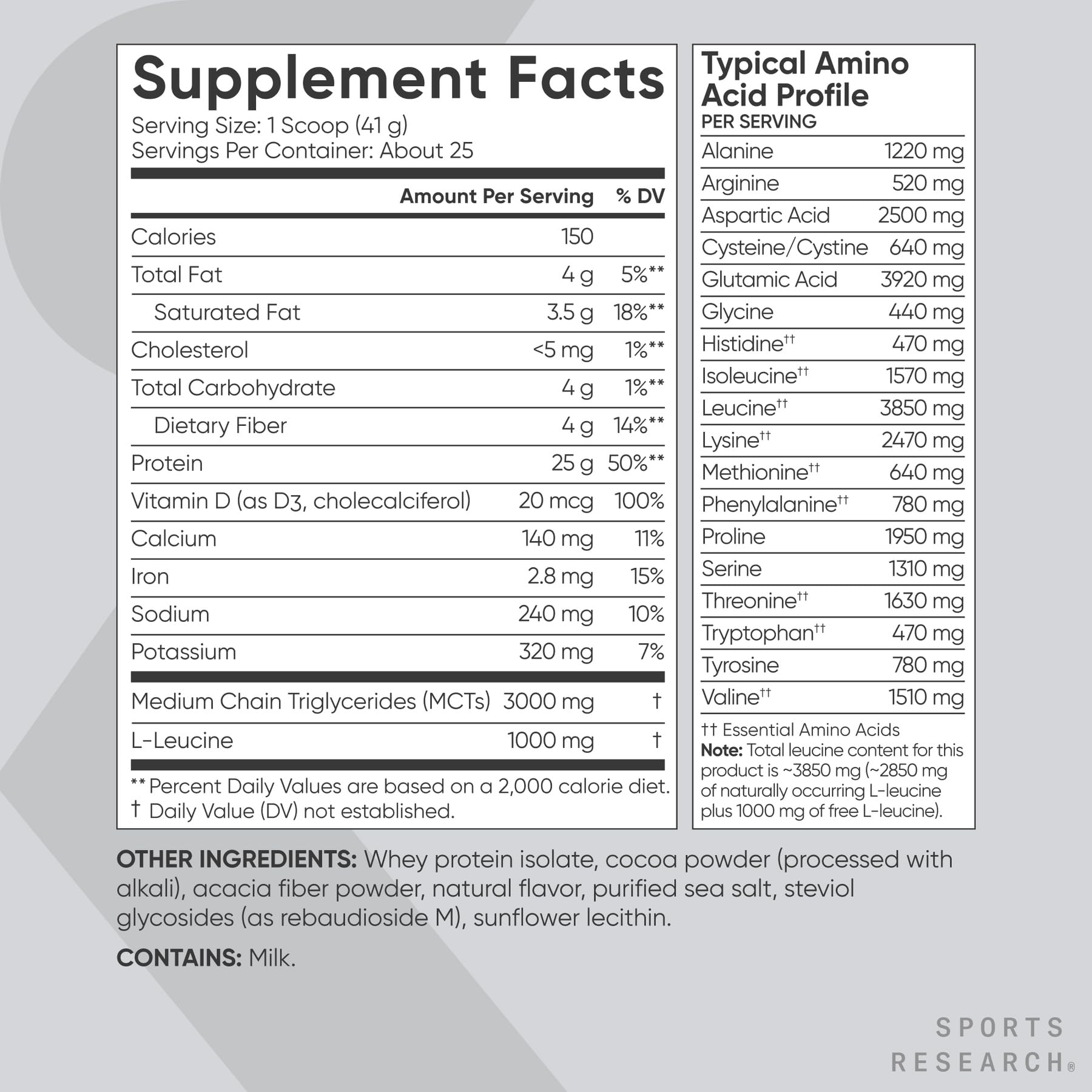 Sports Research smoothie con fruta y proteína integrando sabor dark chocolate