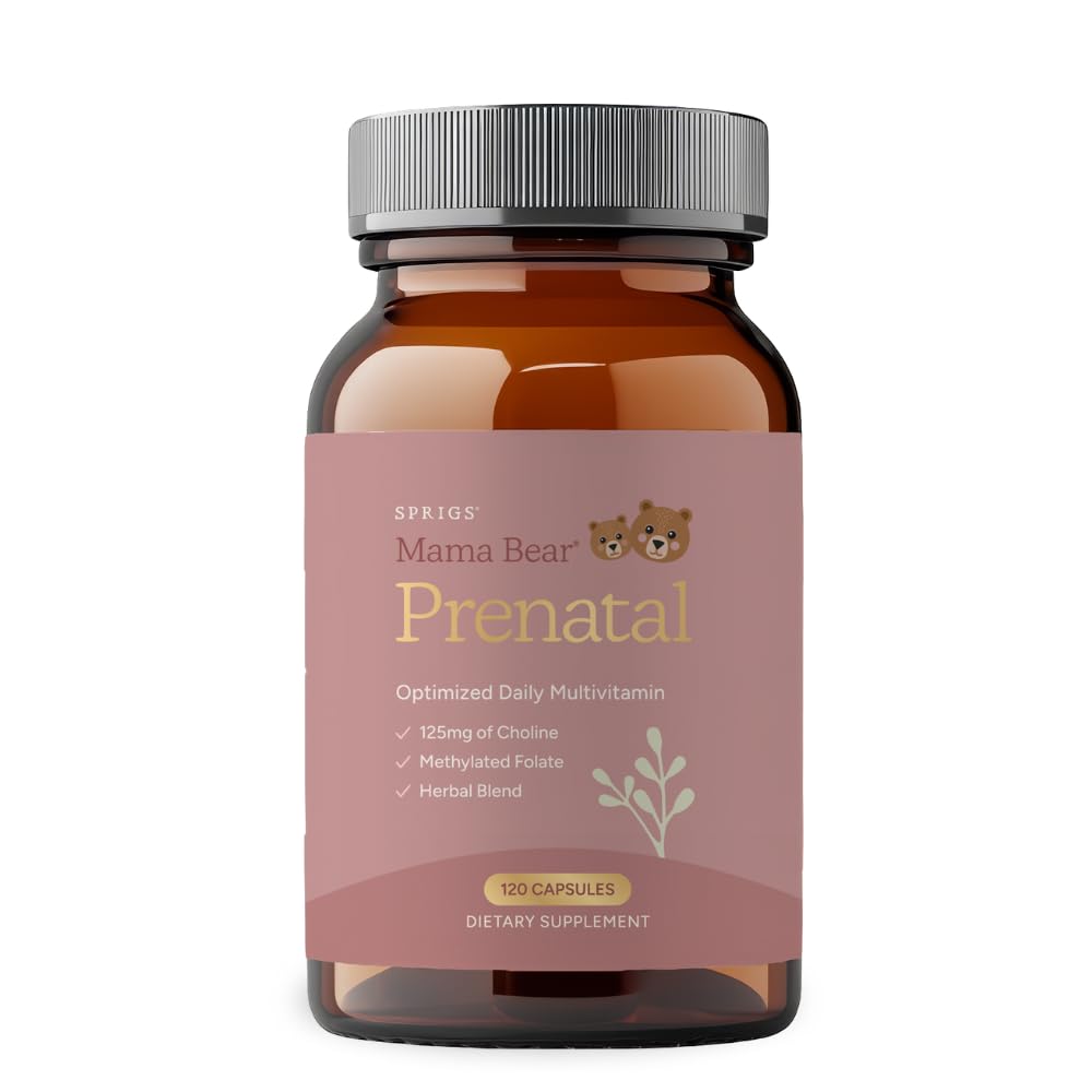 SPRIGS envase frontal mostrando multivitamínico prenatal y claridad de fórmula