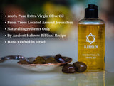 Spring Nahal detalle de etiqueta y aceite, artesanía israelí y ingredientes naturales