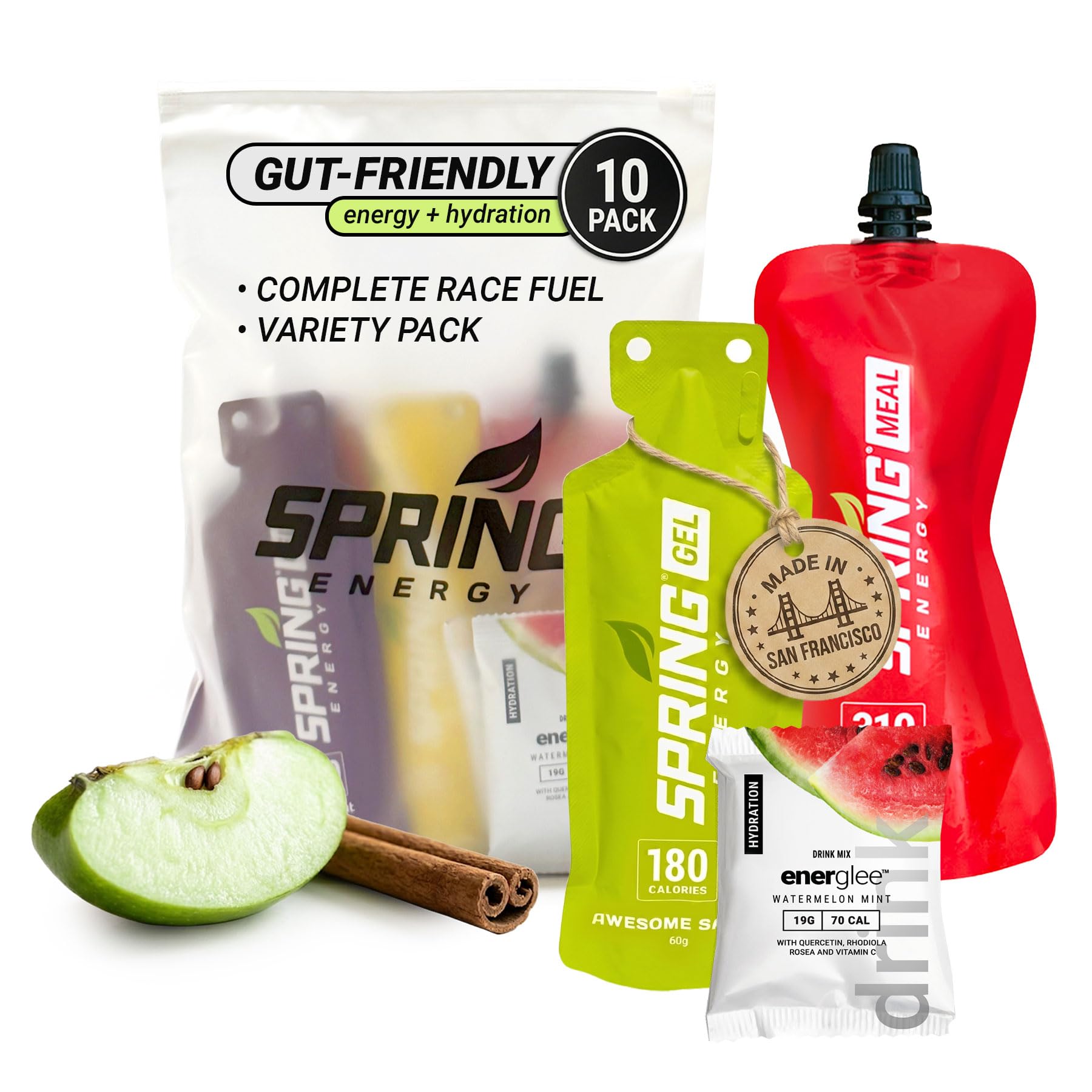 SPRING pack frontal mostrando todos los productos y su secuencia, fácil planificación