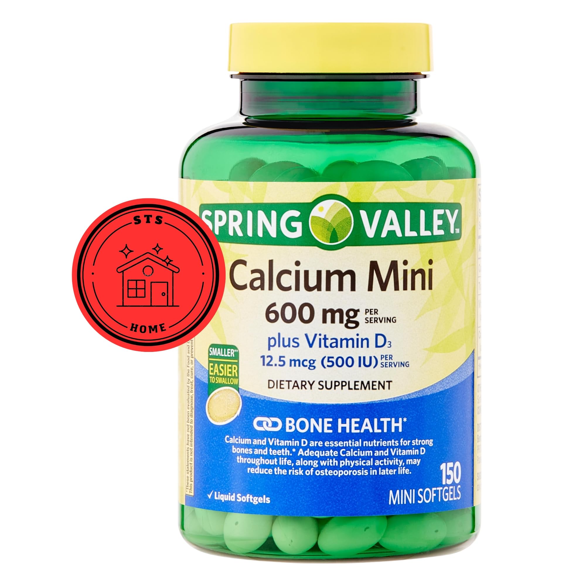 STS Home mini softgel Spring Valley en la mano, fácil de tragar y práctico