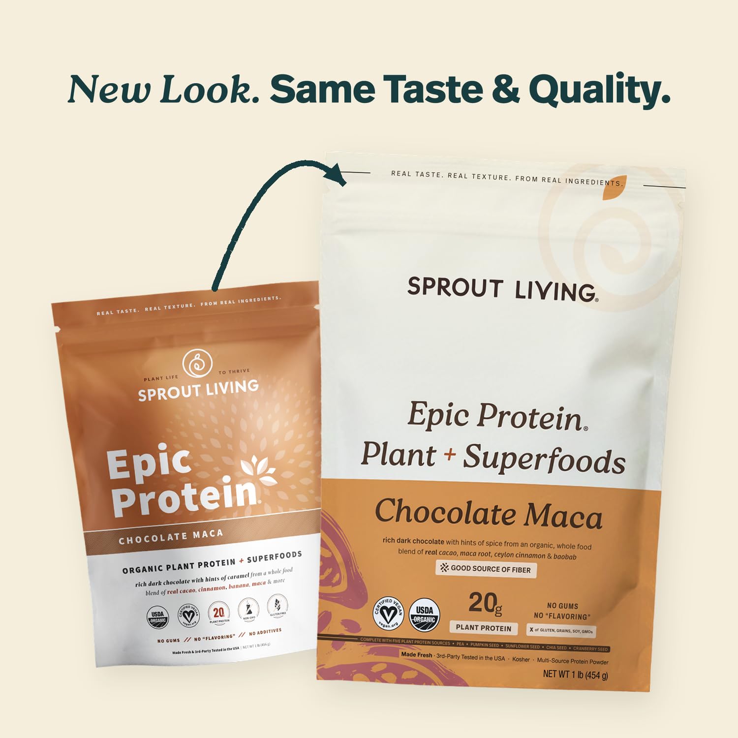Sprout Living detalle de etiqueta y cierre mostrando ingredientes orgánicos