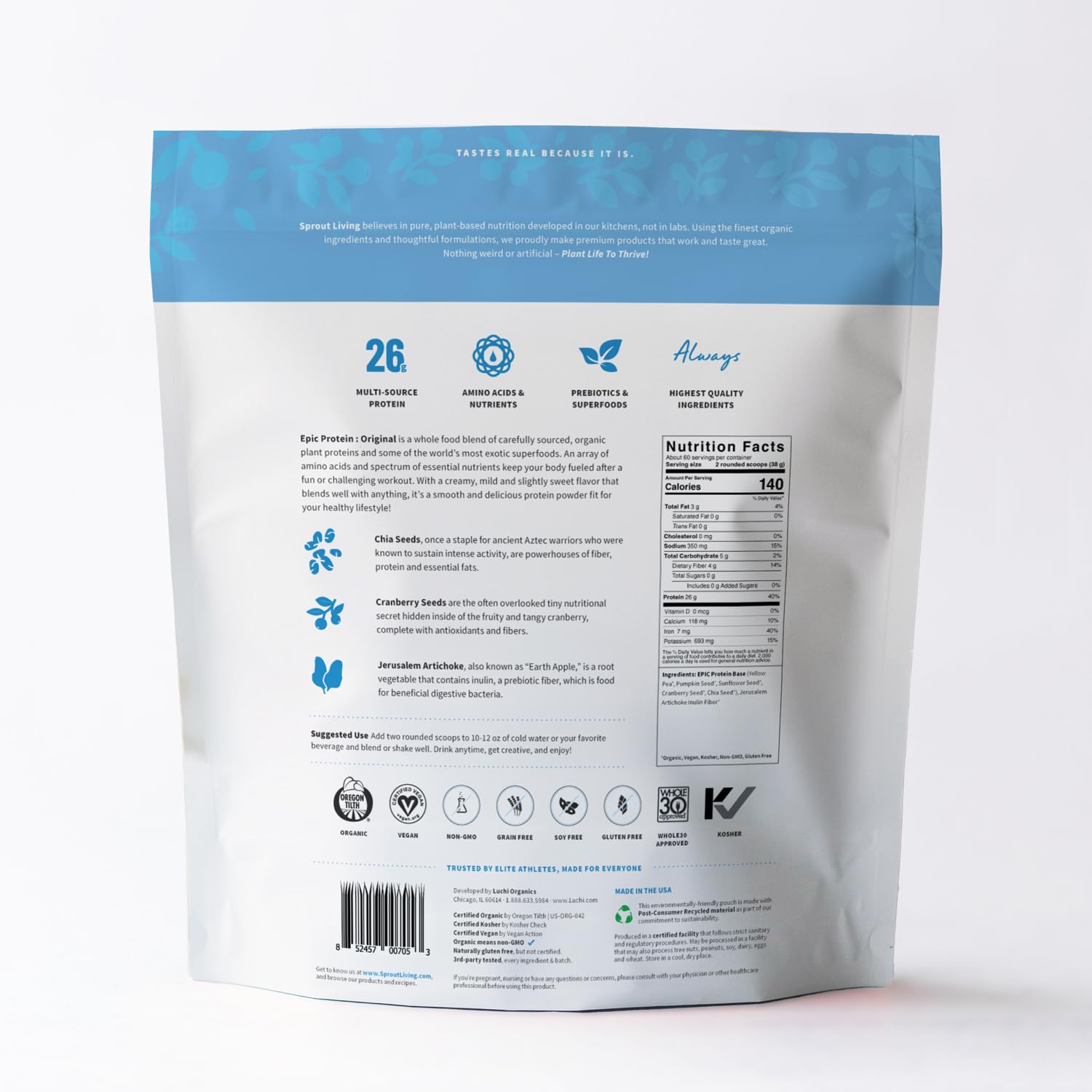 Sprout Living textura del polvo cremoso para mezclas suaves