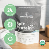 Sprout Living etiqueta nutricional clara mostrando 24 g de proteína