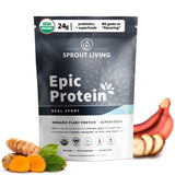 Sprout Living envase frontal mostrando la marca y beneficio de proteína completa