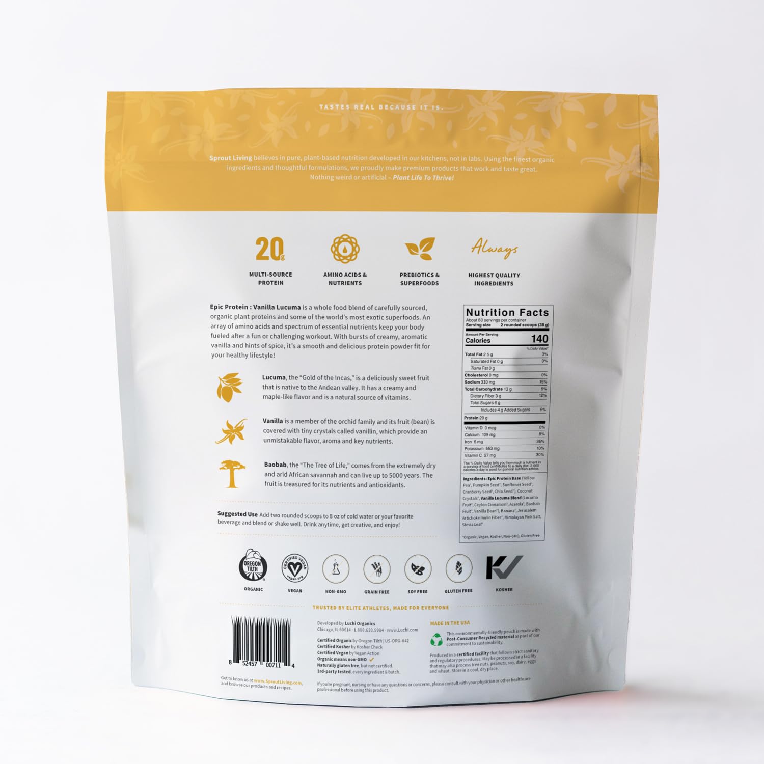 Sprout Living textura en cuchara crema y mezcla homogénea nutritiva
