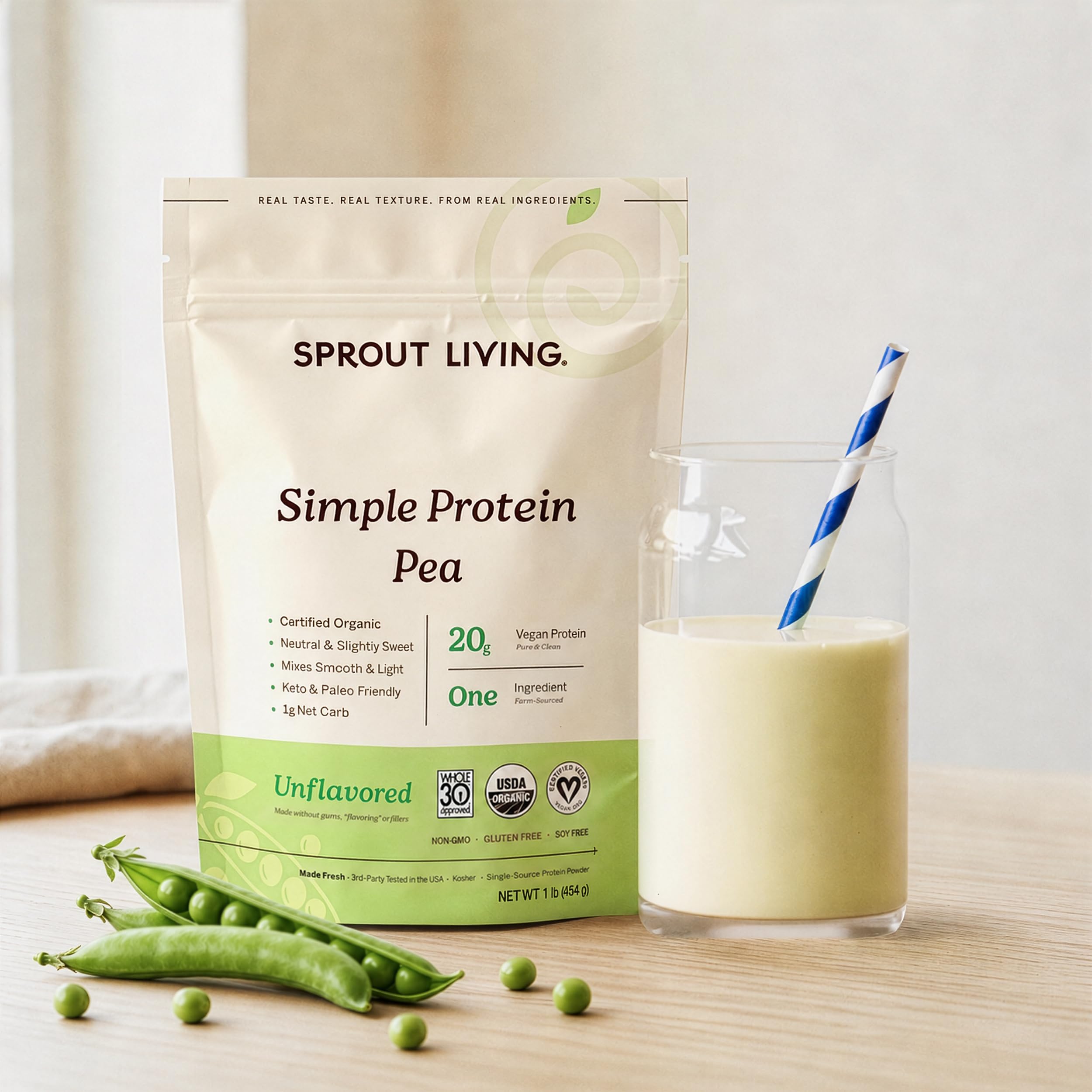 Sprout Living polvo en cuchara listo para añadir a recetas