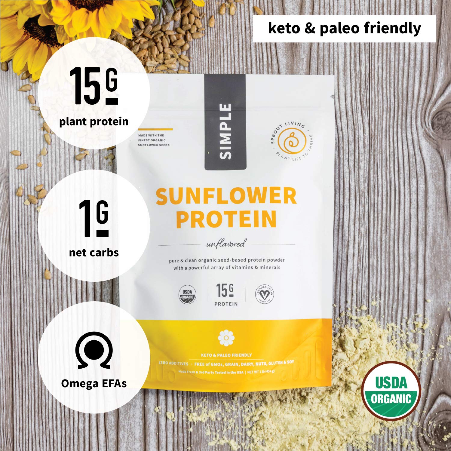 Sprout Living cucharada con porción de proteína para dosificar con precisión