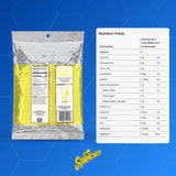 Sqwincher comparación de tamaño del sobre junto a botella para escala