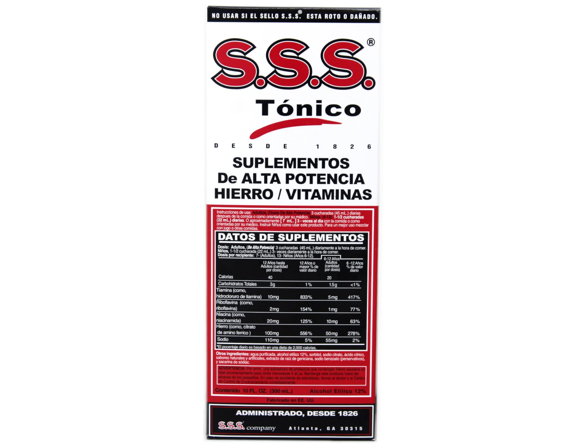 S.S.S. CO. comparación de tamaño 10 oz junto a vaso para referencia