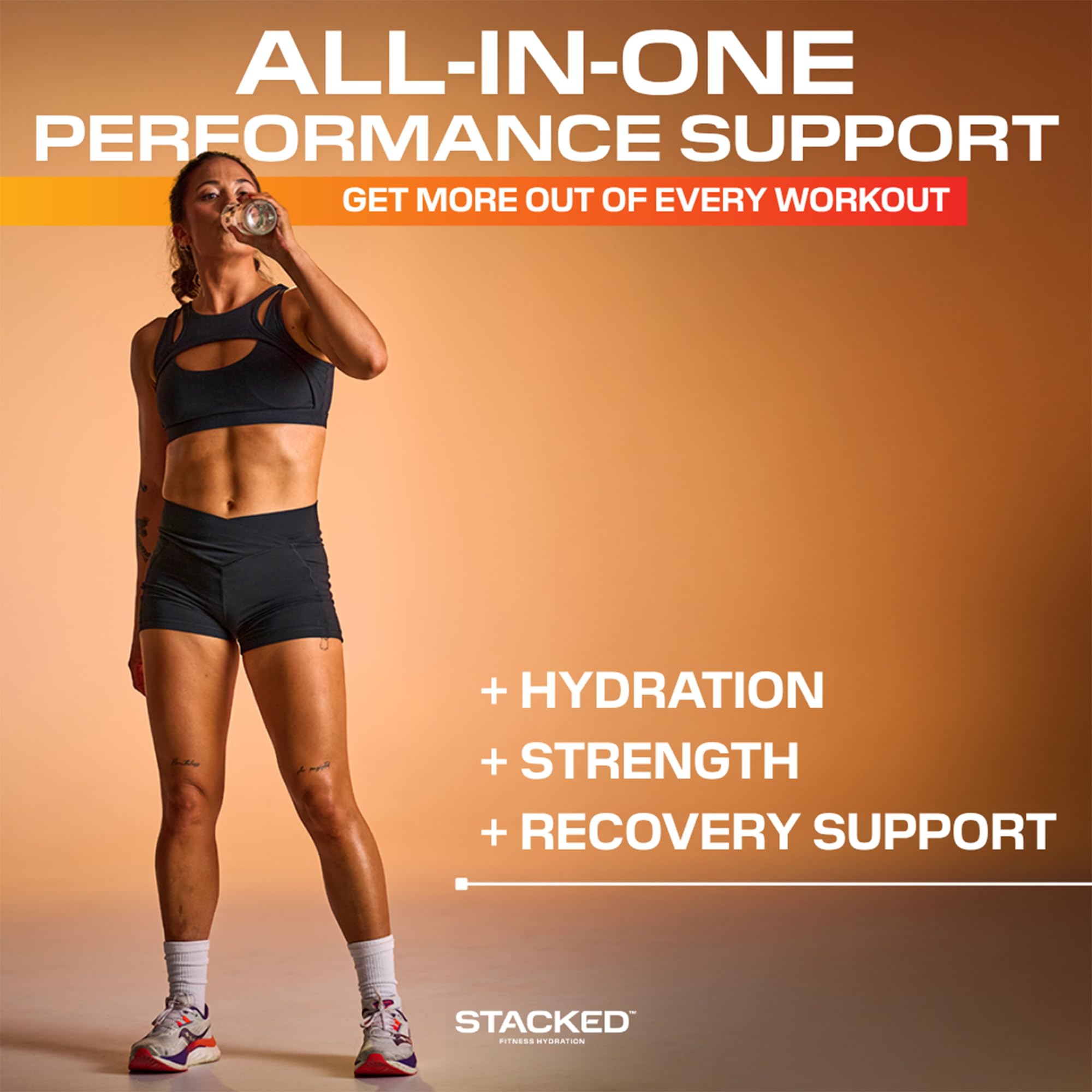 STACKED FITNESS HYDRATION sobres en bolsa de gimnasio listos para entrenar