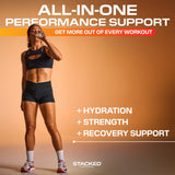 STACKED FITNESS HYDRATION sobres en bolsa de gimnasio listos para entrenar