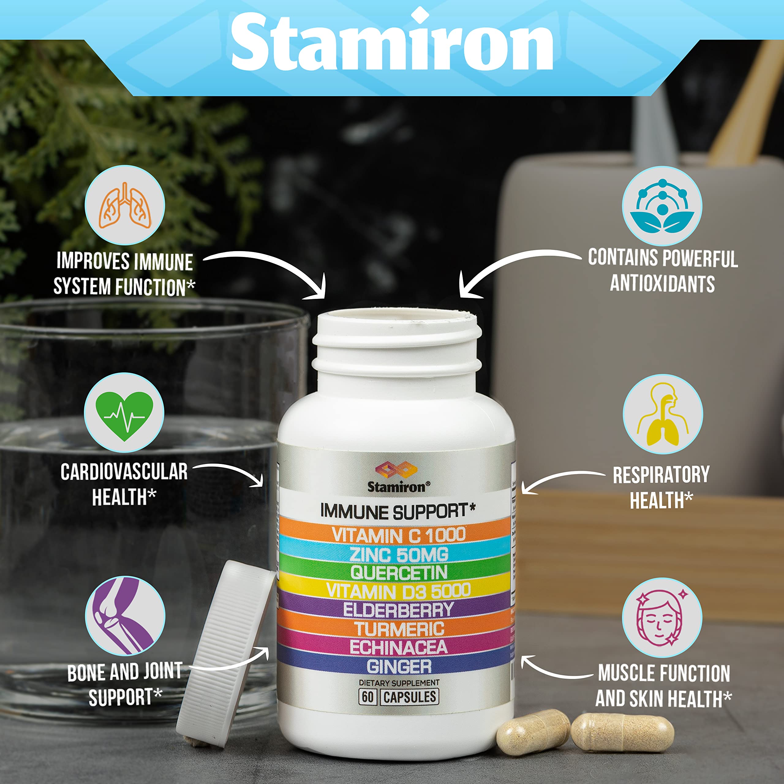 Stamiron vista del polvo y textura para destacar vitamina C liposomal y pureza