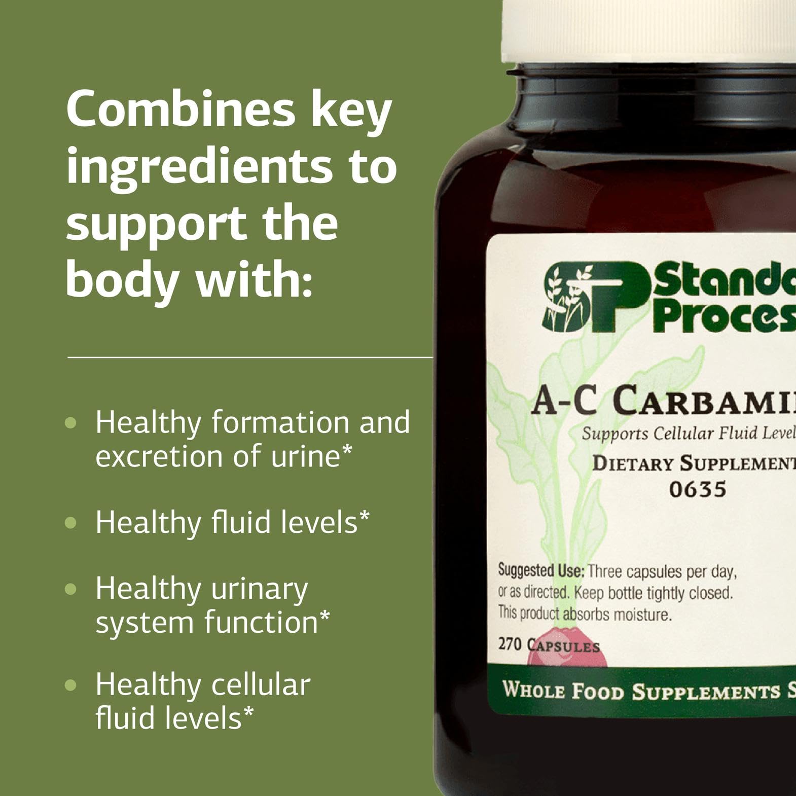 Standard Process A-C Carbamide envase sobre mesa mostrando presentación completa