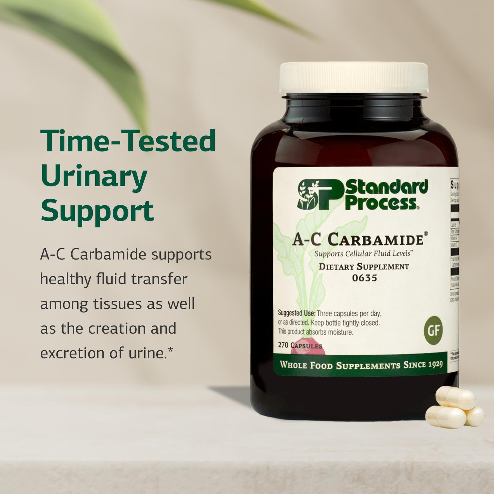 Standard Process A-C Carbamide etiqueta nutricional legible para tranquilidad