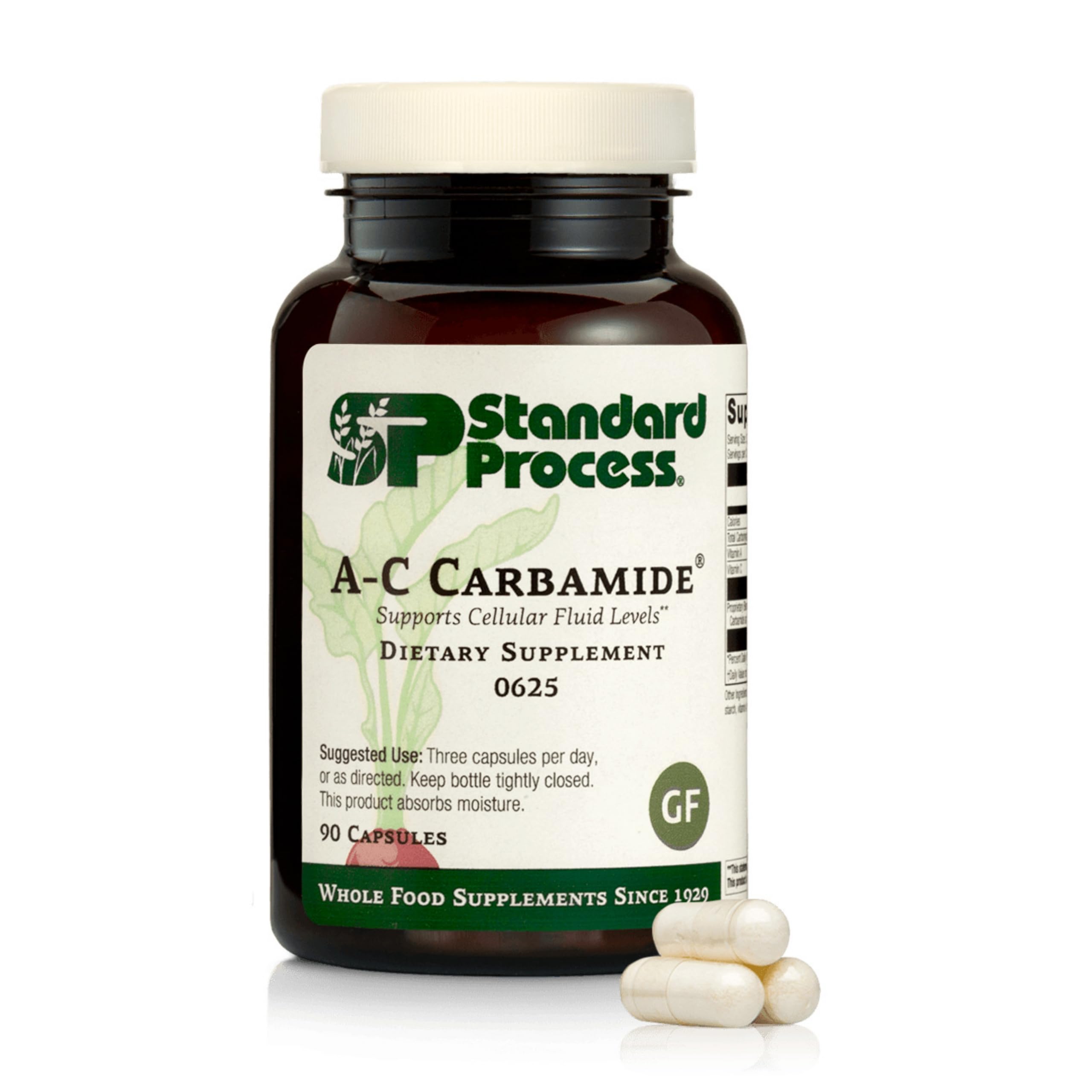 Standard Process A-C Carbamide vista frontal del envase, identificando el producto y beneficios