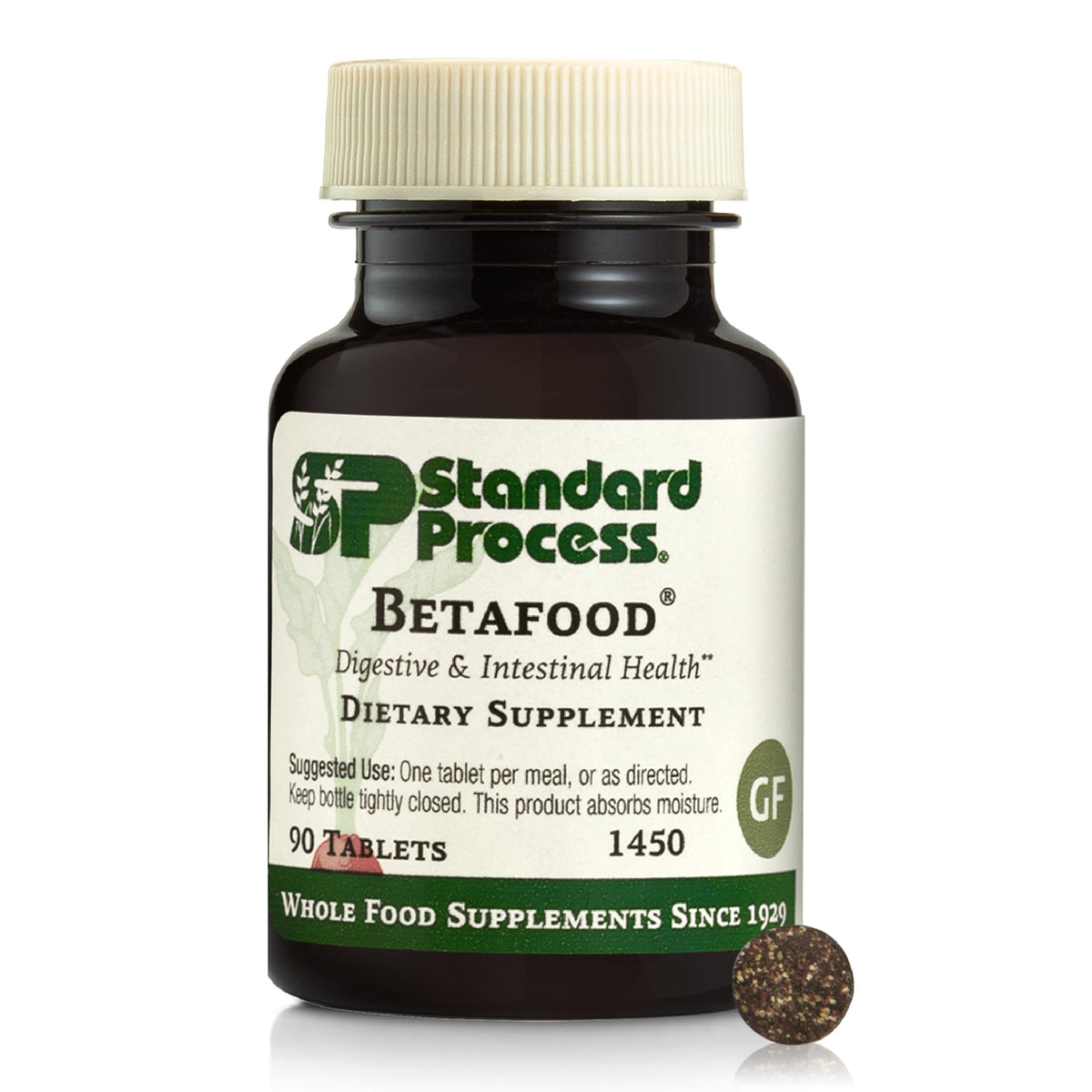 Standard Process Inc. frasco frontal con tabletas y diseño claro para identificación rápida