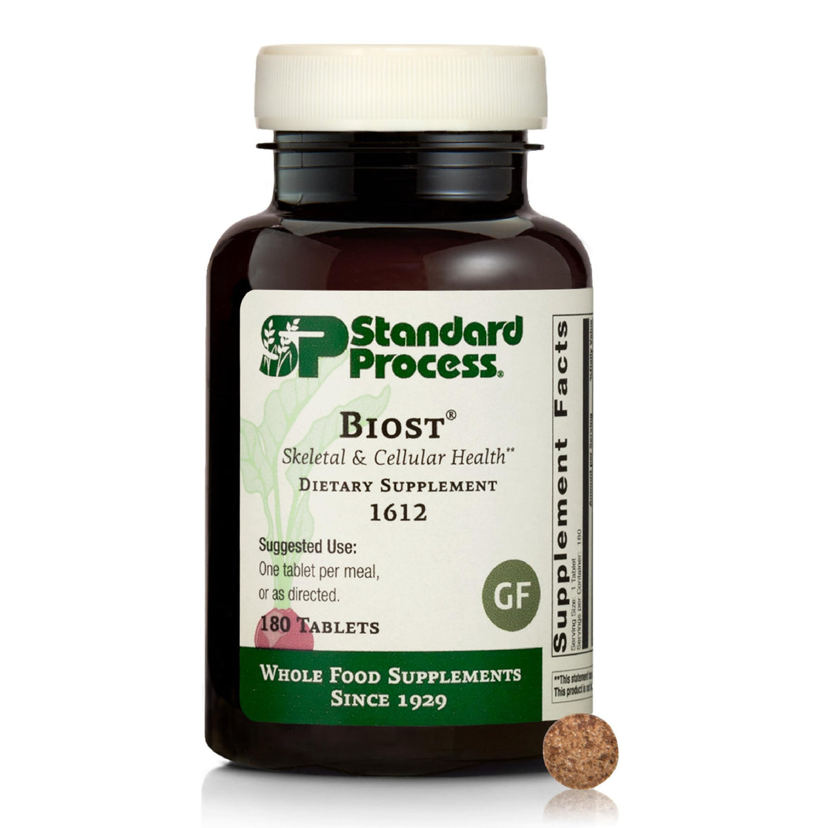 Standard Process Biost empaque frontal mostrando la botella y beneficio complementario