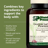 Vaso con batido mezclado con Standard Process Calcium Lactate, fuente práctica de minerales