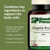 Standard Process Cardio-Plus etiqueta informativa cerca con ingredientes visibles