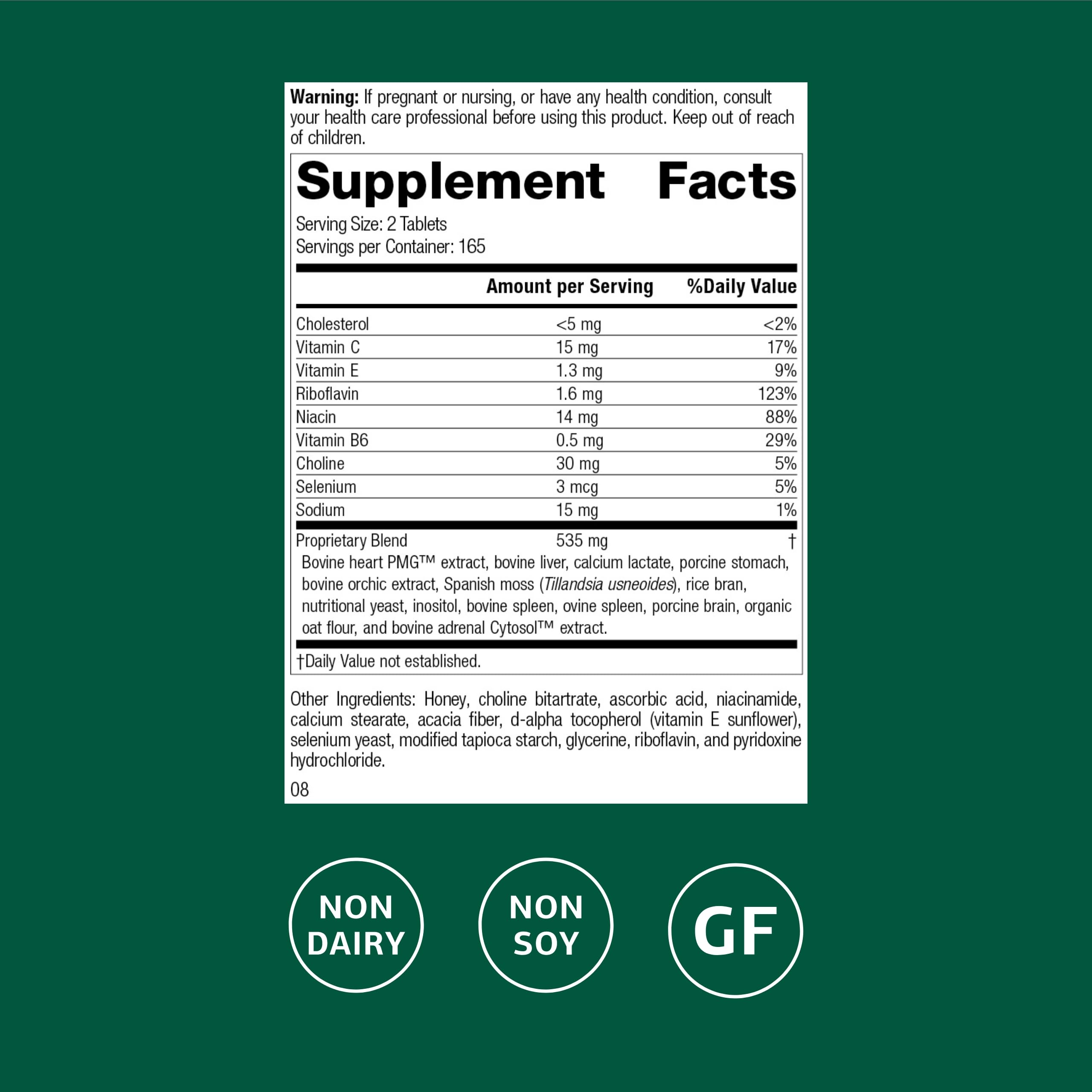 Standard Process tabletas Cardio-Plus GF primer plano detalle y facilidad