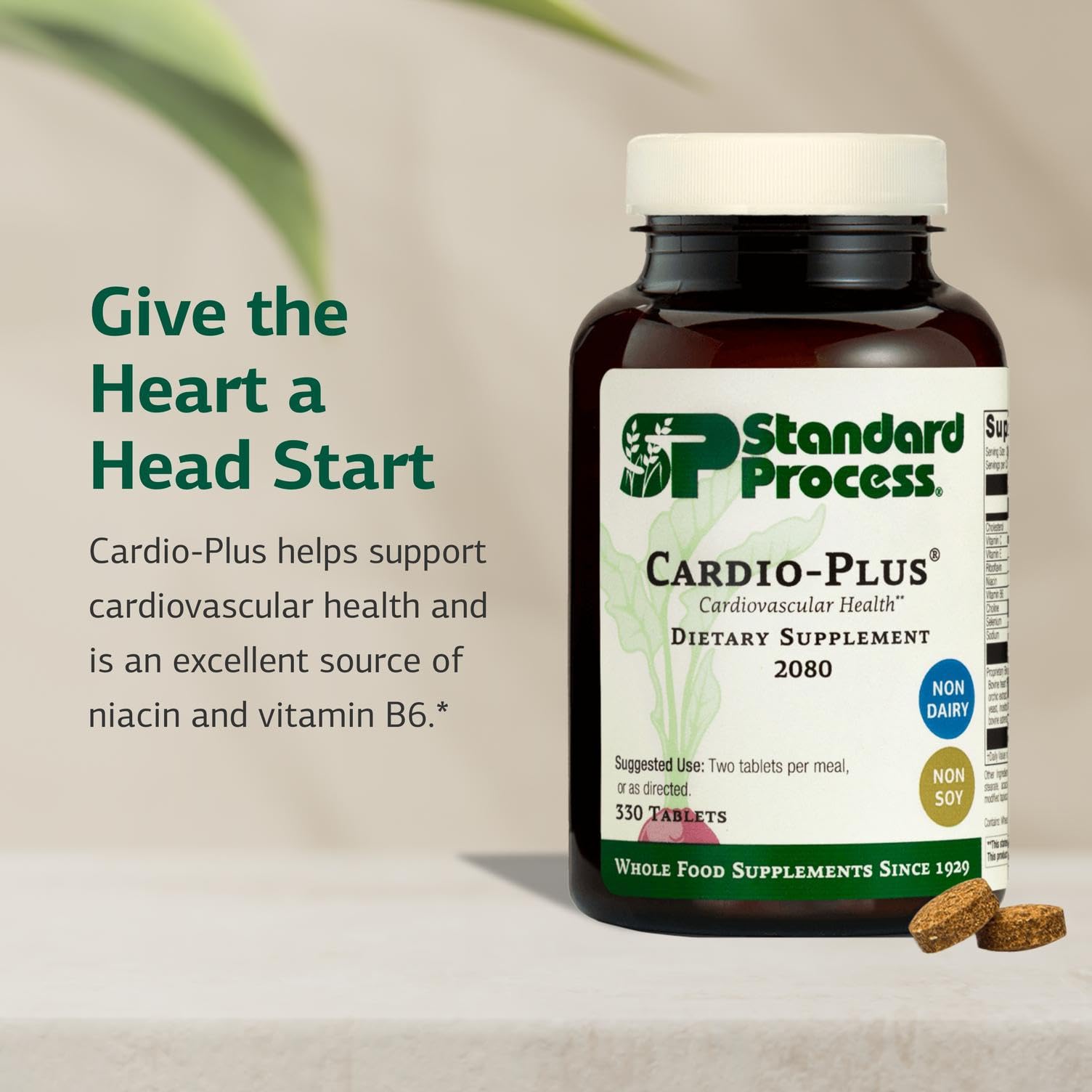 Standard Process Cardio-Plus textura de tableta en detalle resaltando calidad
