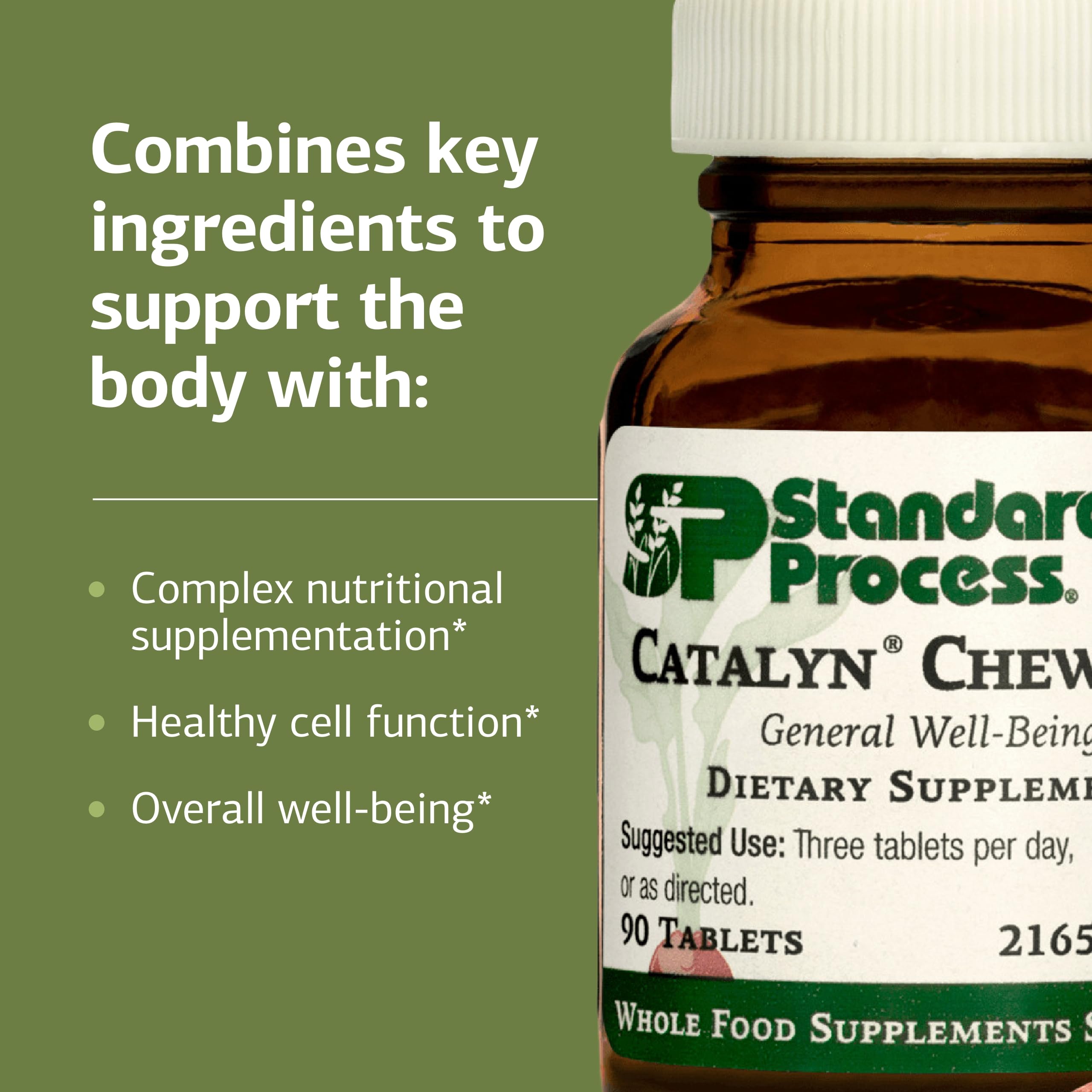 Standard Process Catalyn Chewable ingredientes naturales resaltando origen alimentario