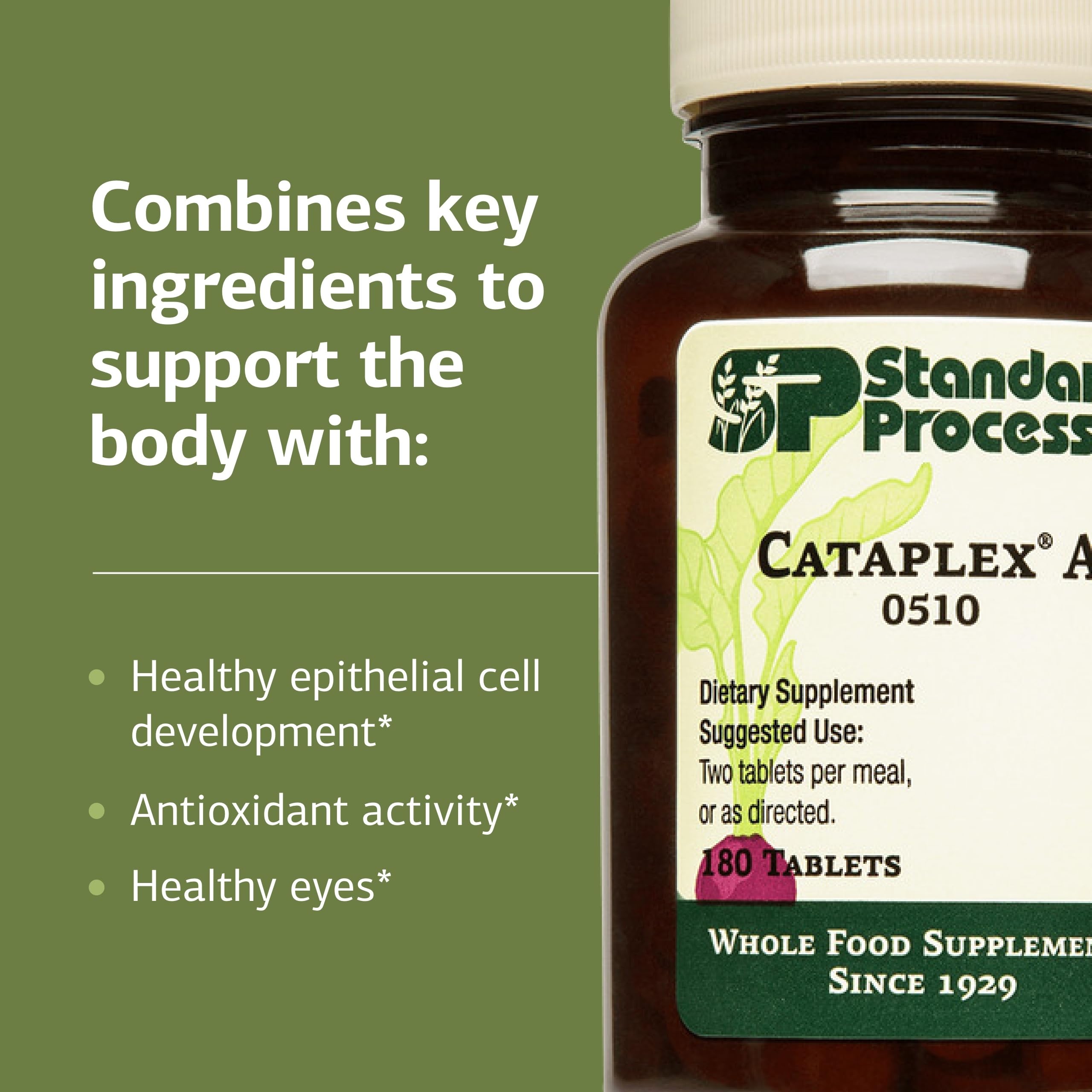 Standard Process Cataplex A comparación de tamaño de tabletas y escala