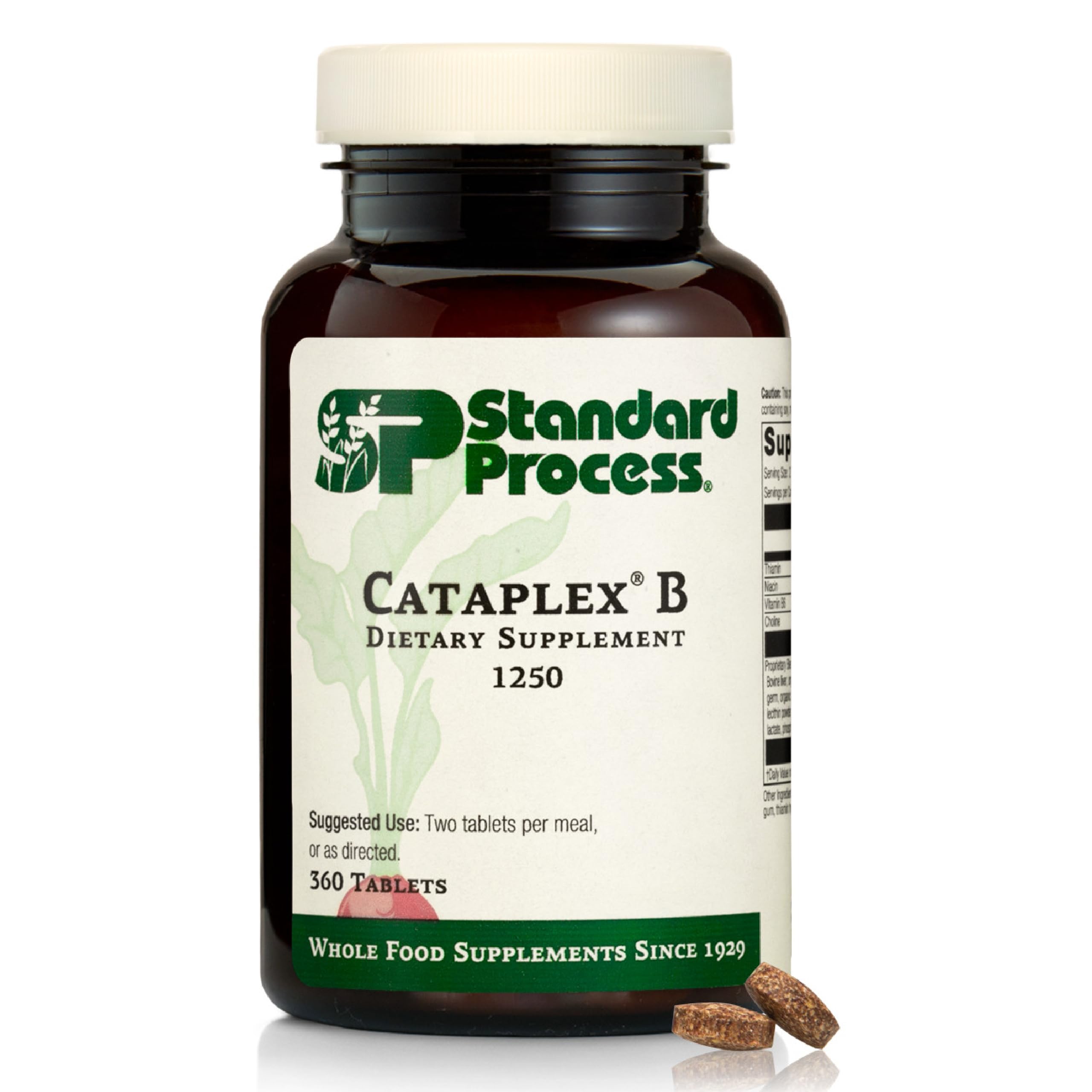 Standard Process Cataplex B frente del envase mostrando 360 tabletas y claridad de uso