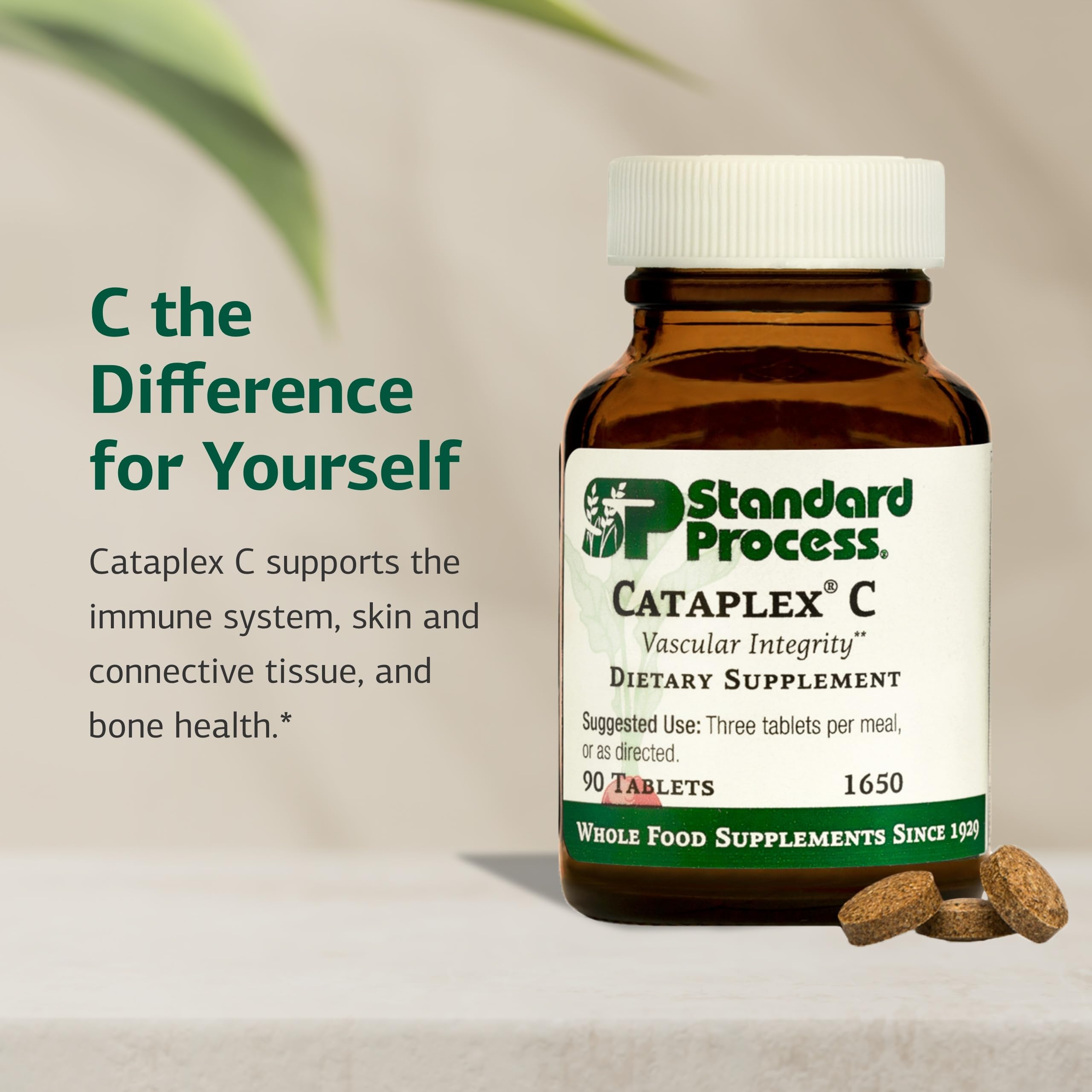 Standard Process Cataplex C listado de ingredientes visible, ayuda a conocer composición y tolerancias