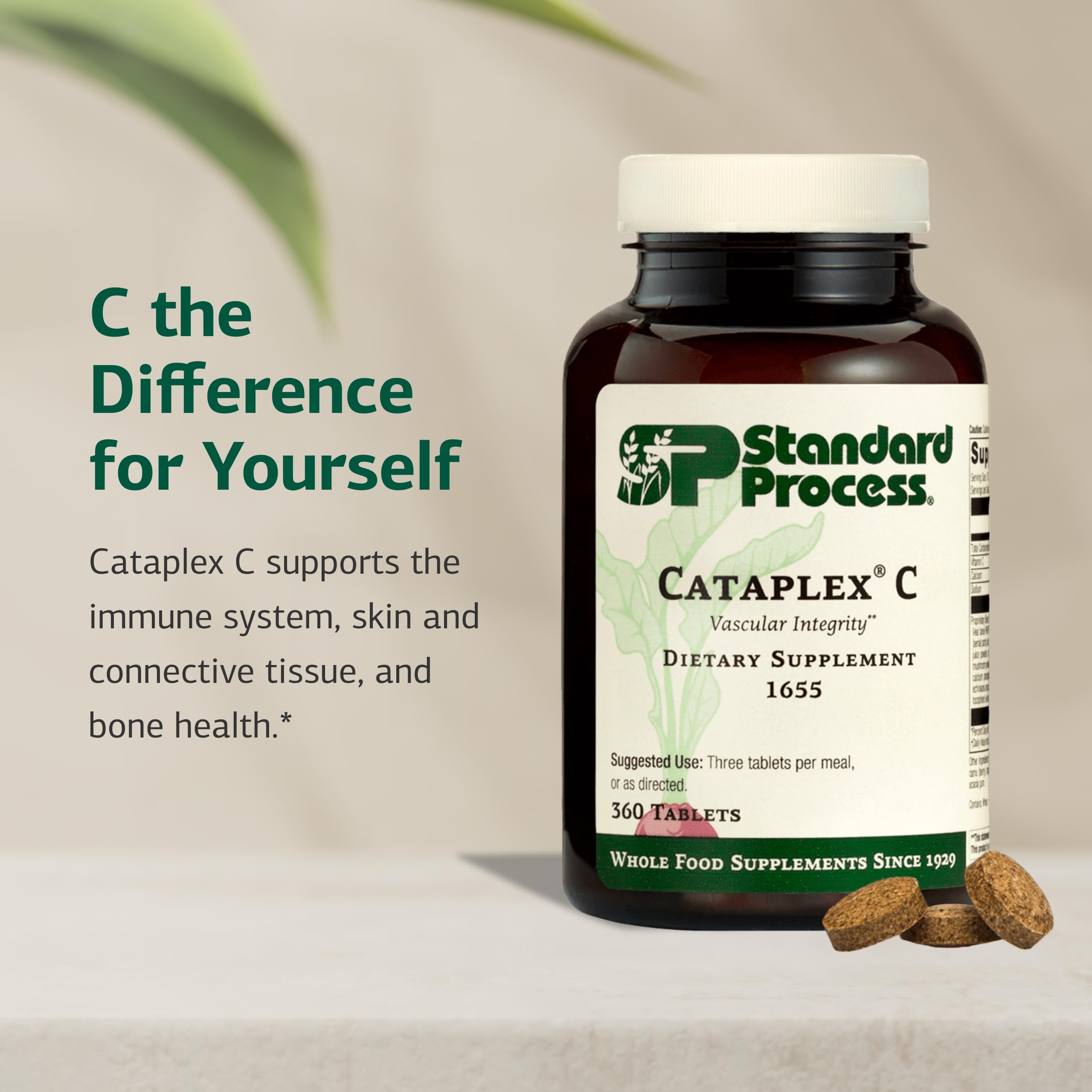Standard Process Cataplex C textura de la tableta para apreciar su composición sólida