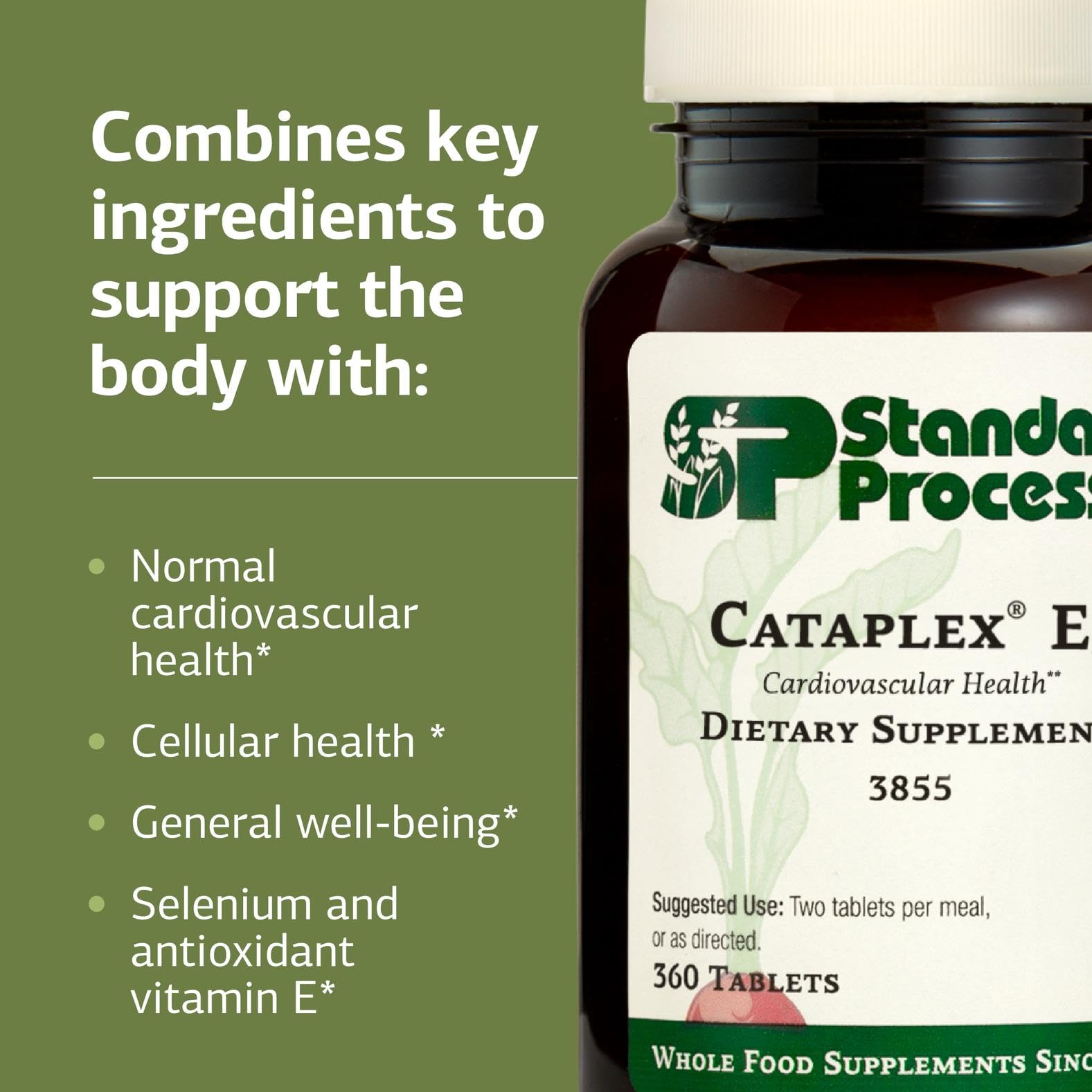 Standard Process Cataplex E2 comparación de tamaño de tableta con moneda