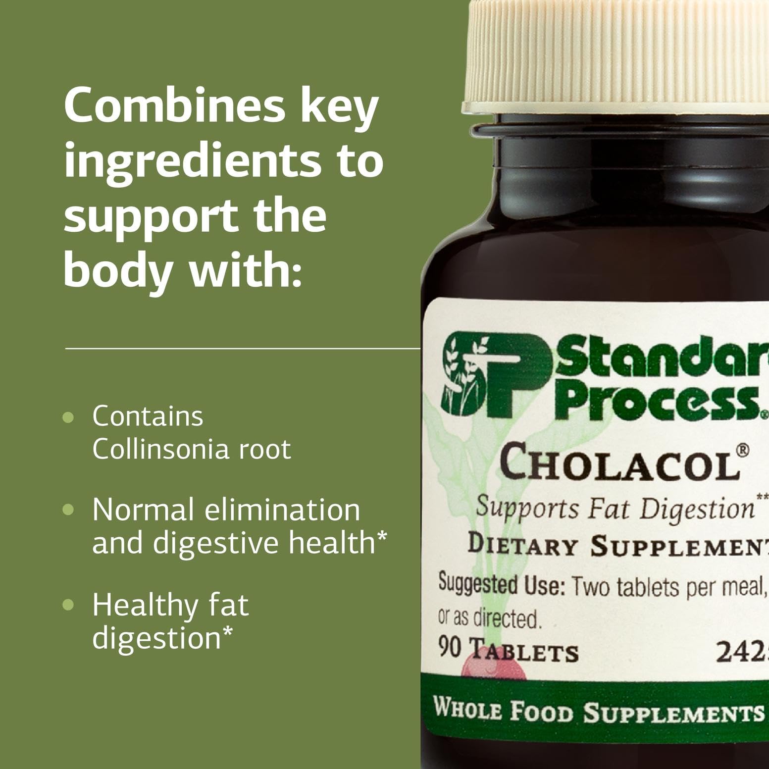 Standard Process Cholacol ingredientes Collinsonia y bilis apoyo digestivo