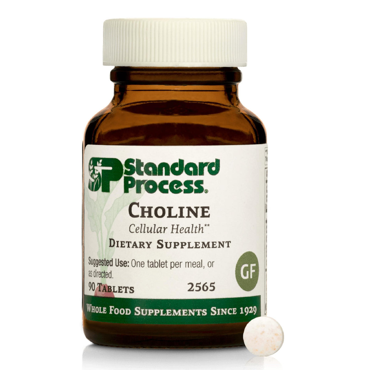 Standard Process Choline frente del envase mostrando etiqueta y beneficios