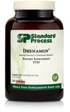 Standard Process Drenamin frasco frontal mostrando 270 tabletas y beneficios de apoyo adrenal
