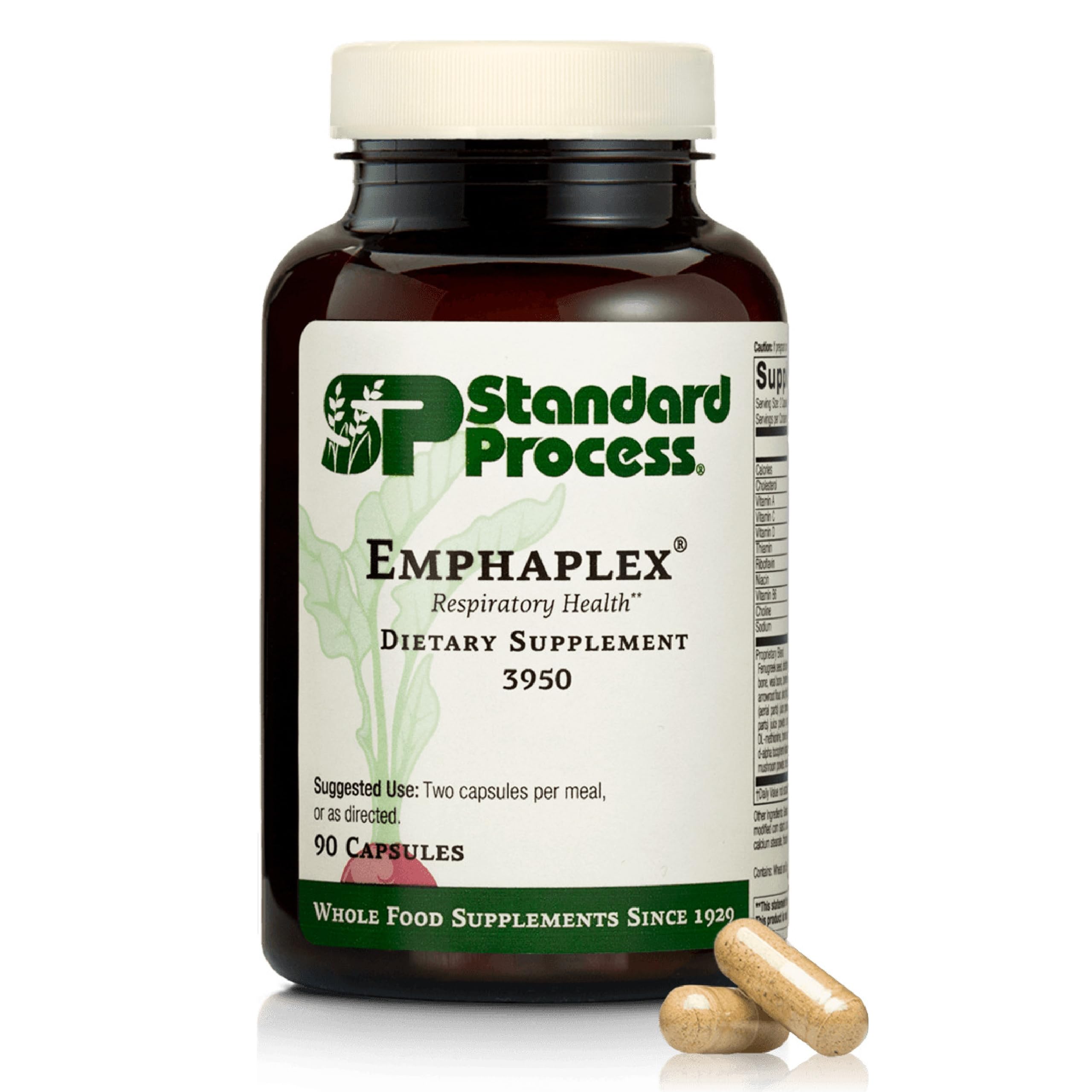 Standard Process Emphaplex envase frontal mostrando la marca y beneficio respiratorio