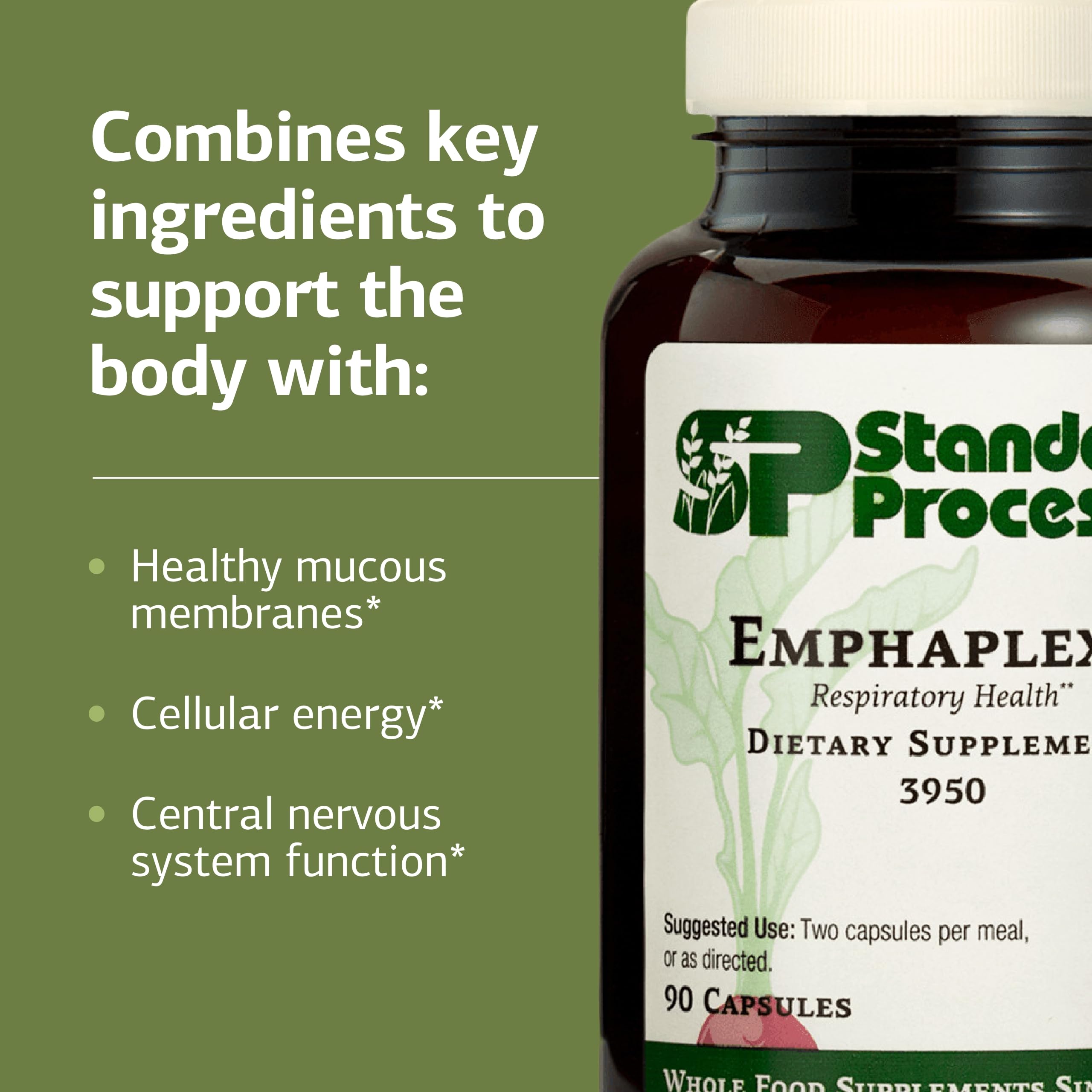 Standard Process Emphaplex ingredientes naturales mostrando origen y pureza
