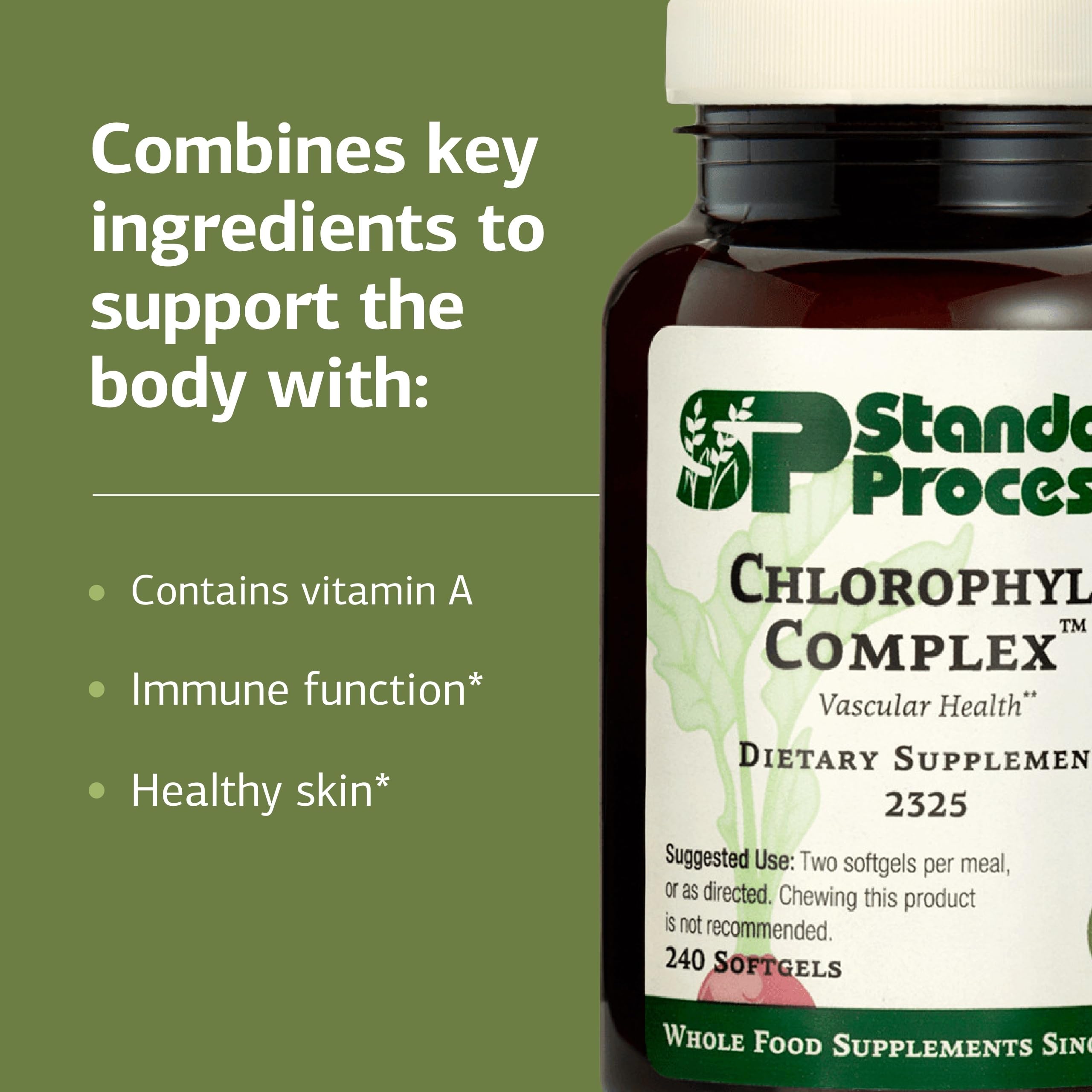 Standard Process etiqueta con ingredientes y origen alimentario claro