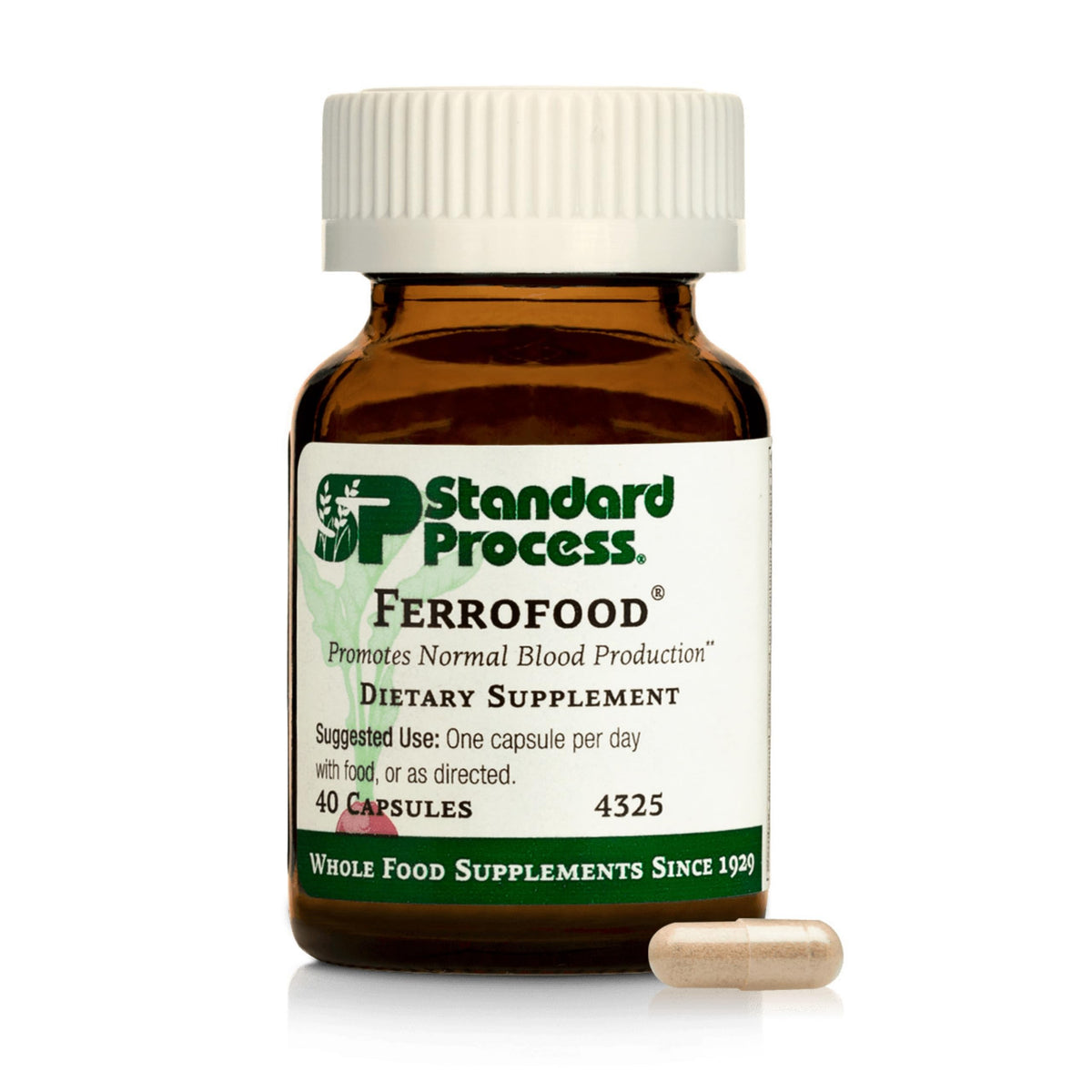 Standard Process envase frontal de Ferrofood mostrando la marca y beneficio