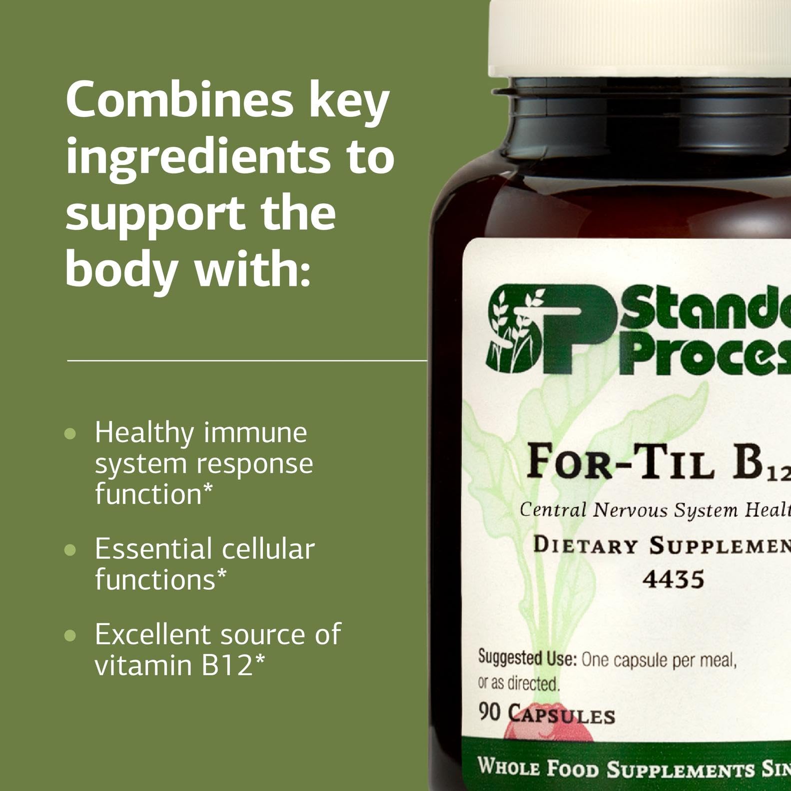 Standard Process frasco abierto con cápsulas listas para uso diario