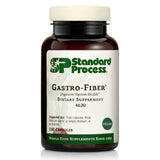 Standard Process Gastro-Fiber vista frontal con botella y cápsulas, apoya la salud digestiva