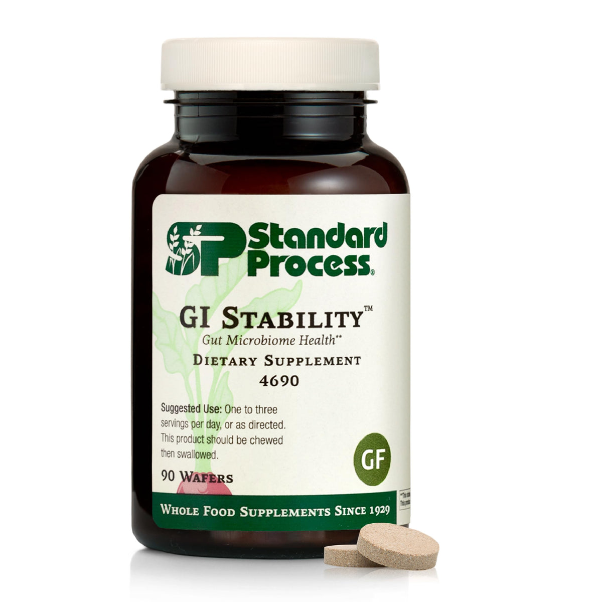 Standard Process envase frontal del producto mostrando wafers y marca, ayuda digestiva