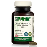 Standard Process frasco frontal de Okra Pepsin E3 mostrando presentación y beneficio digestivo