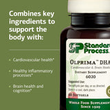 Standard Process Olprima DHA etiqueta con ingredientes y certificaciones claras