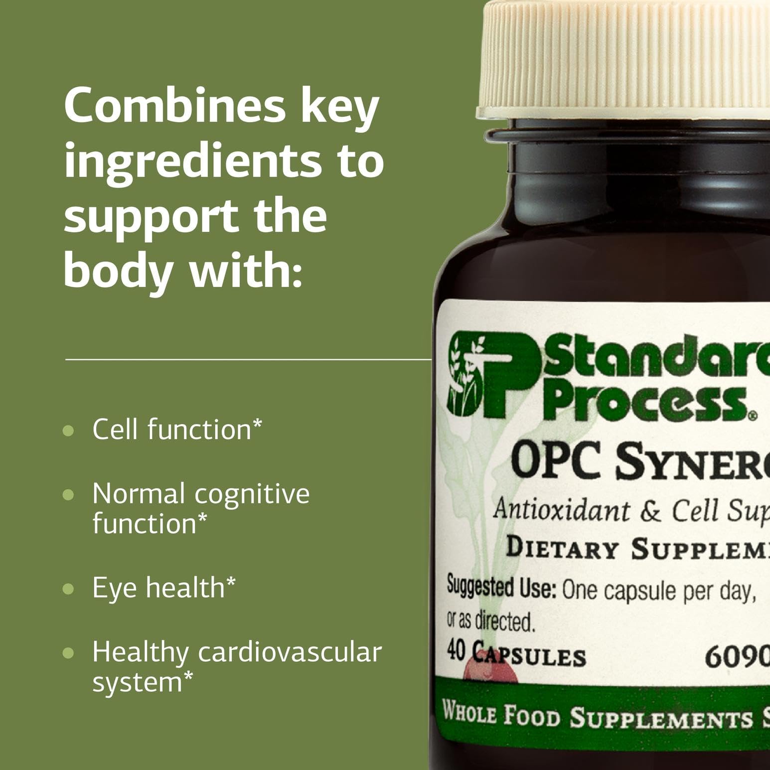 Standard Process Inc. bote abierto con tabletas OPC Synergy listo para uso diario
