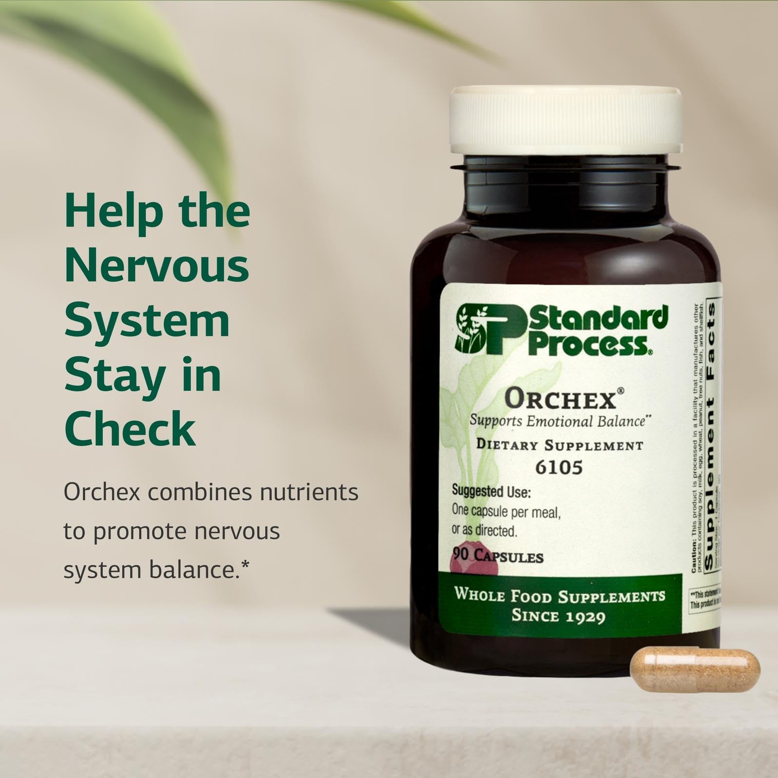 Standard Process Orchex etiqueta con información nutricional clara y beneficios